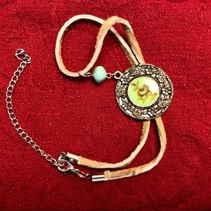 Vintage/boho engraved flower choker